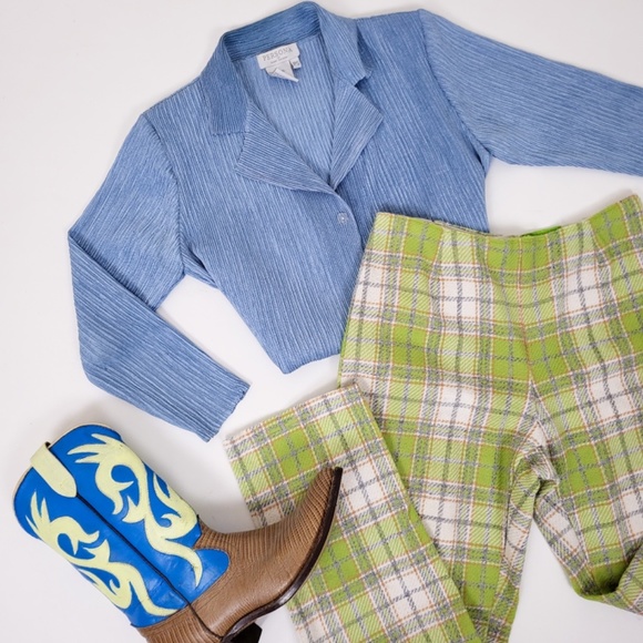 Pleated Cardigan Set t-shirt Long sleeve pleats please collar ribbed top - Picture 1 of 13
